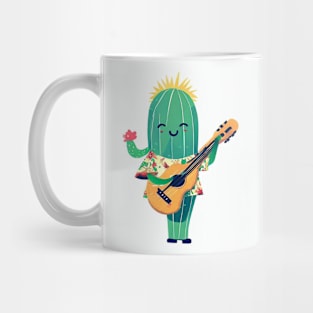 A cactus wearing a Hawaiian shirt and playing a ukulele Mug